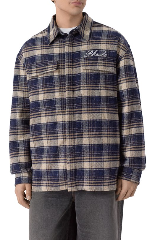 Хлопковая рубашка Rhude RHFW25ST03012 Синий  RHFW25ST03012 Фото 3