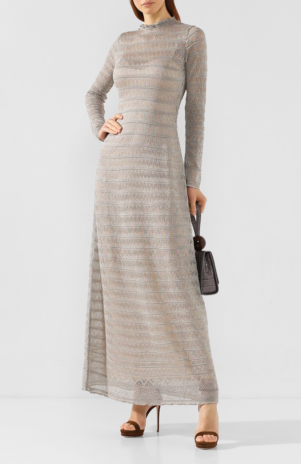 Платье-макси M MISSONI серебряного цвета по цене 87150 руб., арт. 2DG00313/2K004M, фото 2 Платье-макси M MISSONI, арт. 2DG00313/2K004M, фото 2