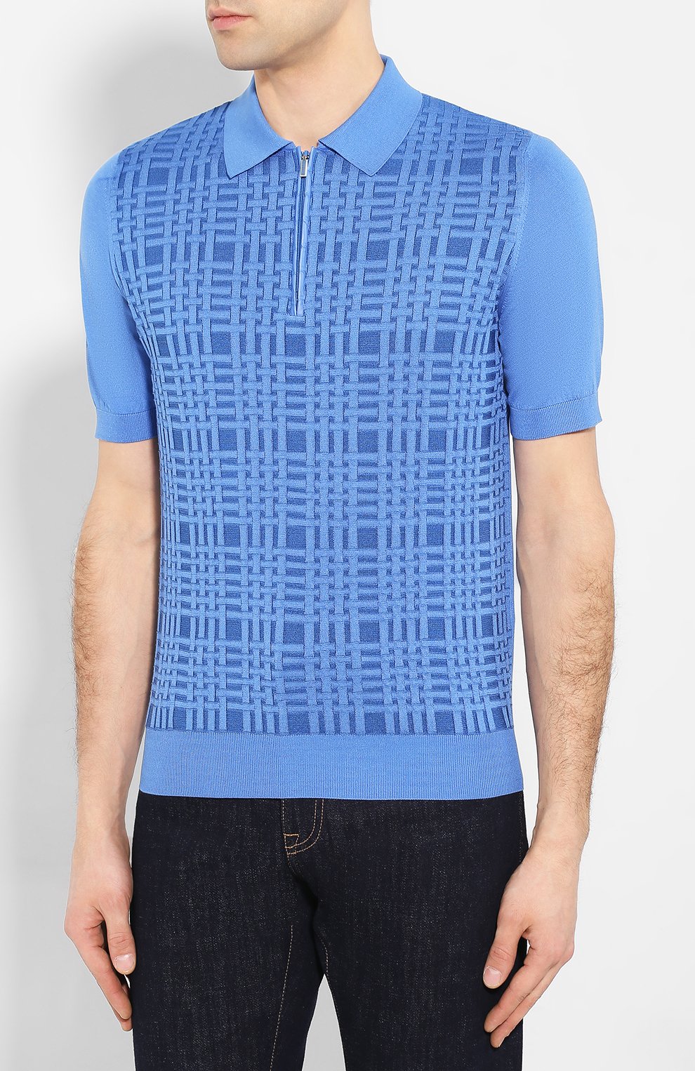 Поло с отделкой из кожи аллигатора ZILLI, арт. MBT-PZ092-CR0C1/MC03/AMIS, фото 3