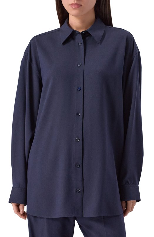 Рубашка из вискозы и шерсти TOTEME 254-WRT0480-FB0016 Синий  254-WRT0480-FB0016 Фото 3