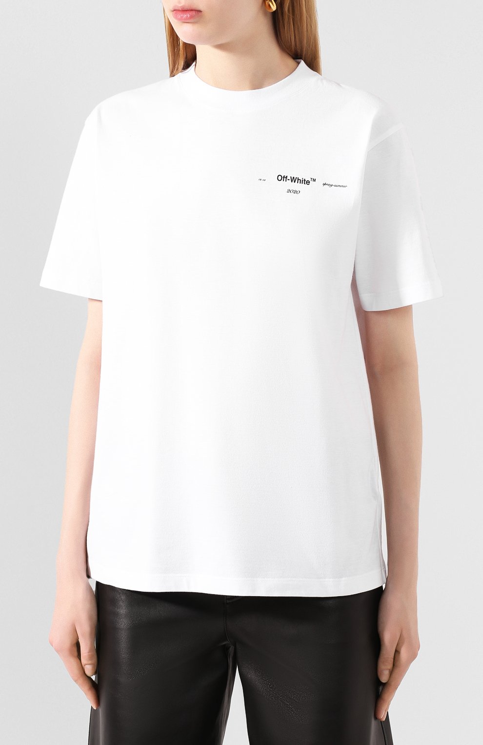 Хлопковая футболка OFF-WHITE белого цвета по цене 29100 руб., арт. 0WAA049S20JER0030110, фото 3 Хлопковая футболка OFF-WHITE, арт. 0WAA049S20JER0030110, фото 3