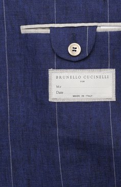 Мужской льняной костюм BRUNELLO CUCINELLI синего цвета, арт. MB400LDTR | Фото 9 (Материал внешний: Лен; Рукава: Длинные; Драгоценные камни: Проставлено; Материал сплава: Проставлено; Костюмы М: Однобортный; Стили: Кэжуэл)