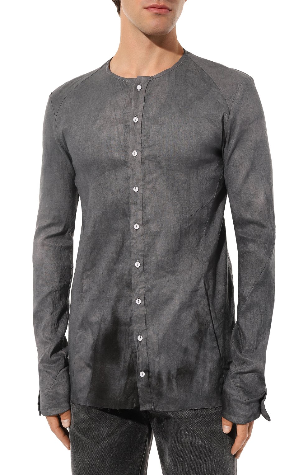 Льняная рубашка 139DEC темно-серого цвета по цене 25850 руб., арт. ST421-GR, фото 3 Льняная рубашка 139DEC, арт. ST421-GR, фото 3
