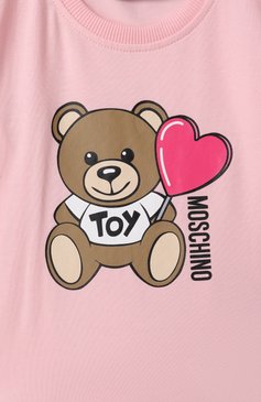 Женский хлопковое платье MOSCHINO светло-розового цвета, арт. MDV0CK/LBA00 | Фото 3 (Материал сплава: Проставлено; Нос: Не проставлено; Тематический товар: Teddy Bear; Материал внешний: Хлопок; Ростовка одежда: 9 мес | 74 см, 12 мес | 80 см, 36 мес | 98 см, 18 мес | 86 см, 24 мес | 92 см)