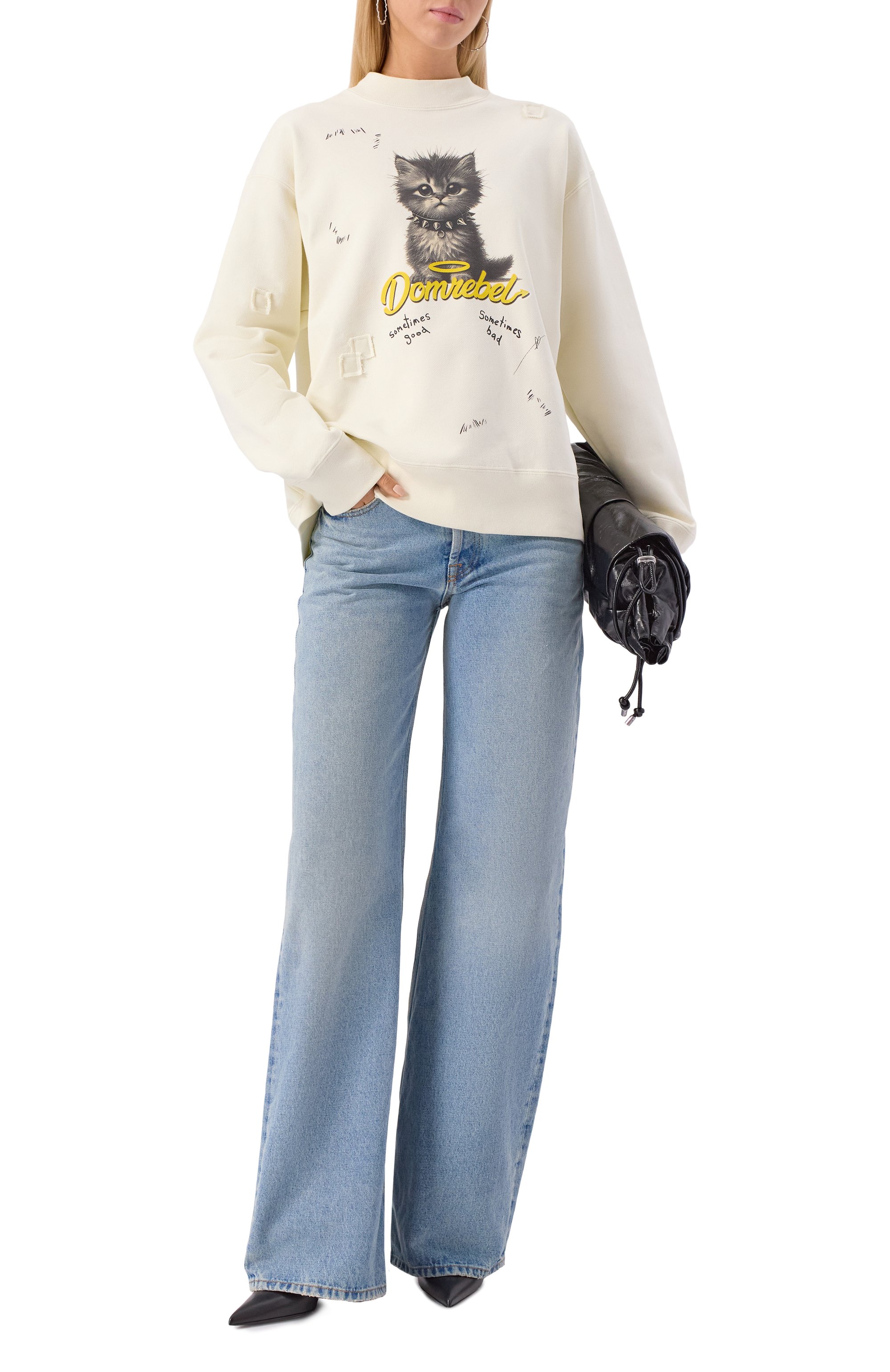 Хлопковый свитшот DOMREBEL, арт. KITTY PUNK SWEATSHIRT, фото 2