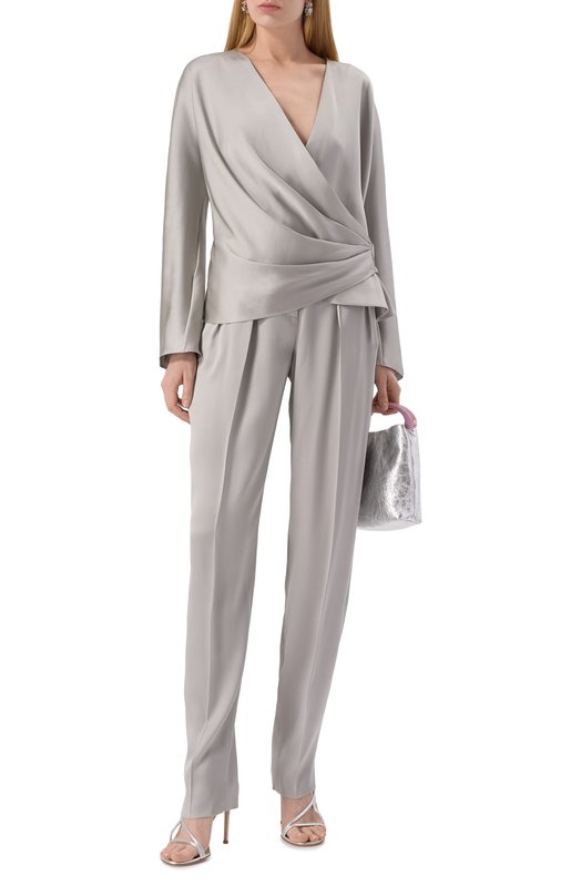 Шелковые брюки Giorgio Armani GW000641/TE10101 Серый  GW000641/TE10101 Фото 2