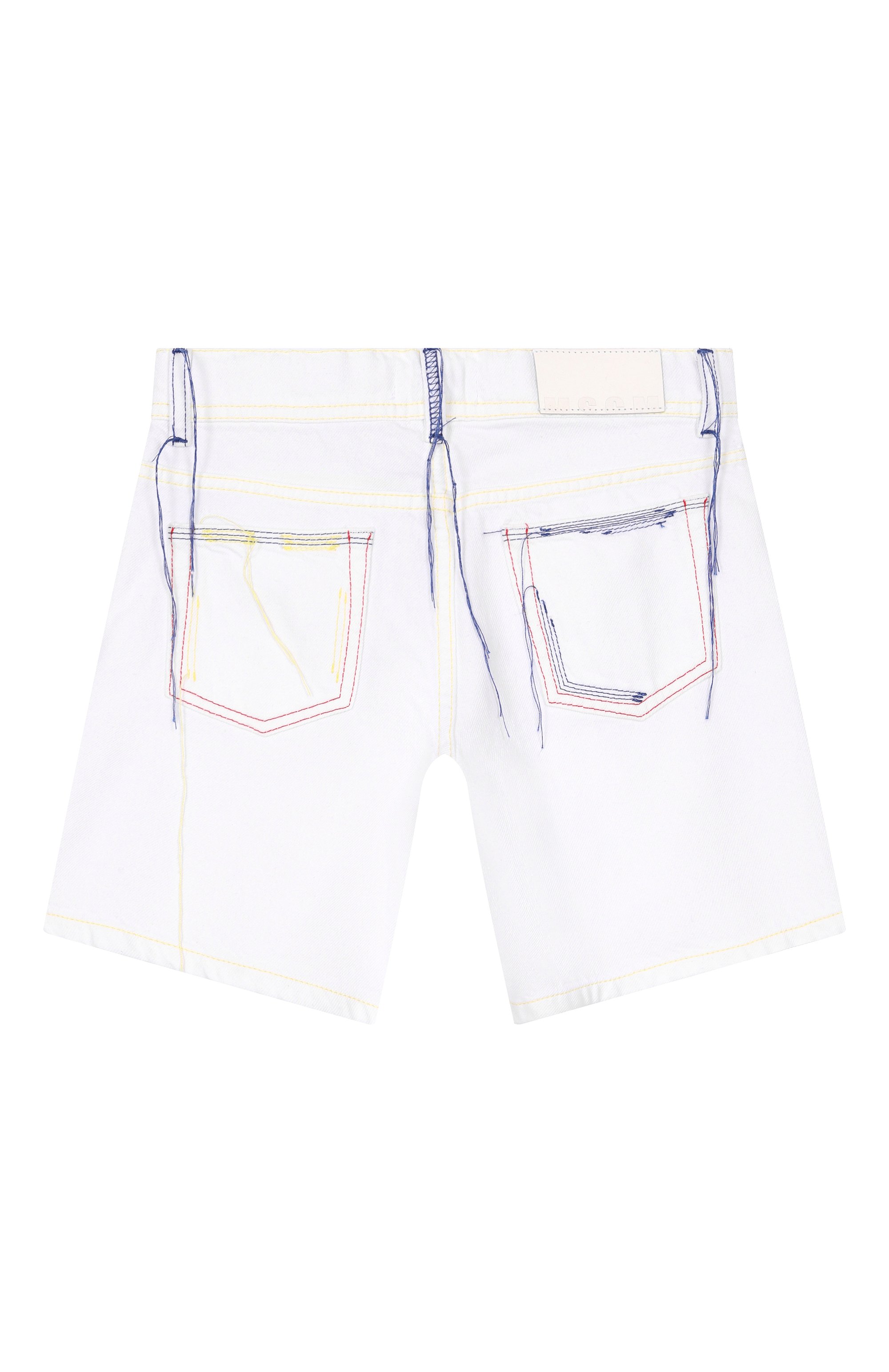 Джинсовые шорты MSGM KIDS белого цвета по цене 15500 руб., арт. S6MSJGSH041, фото 2 Джинсовые шорты MSGM KIDS, арт. S6MSJGSH041, фото 2