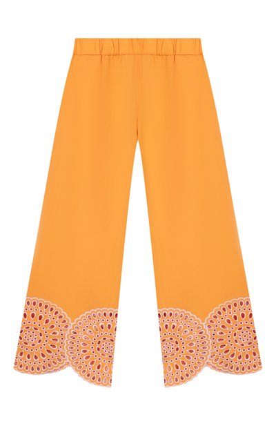 Детские хлопковые брюки STELLA MCCARTNEY оранжевого цвета по цене 23800 руб., арт. TY6E30 | Фото 1 Хлопковые брюки STELLA MCCARTNEY, арт. TY6E30