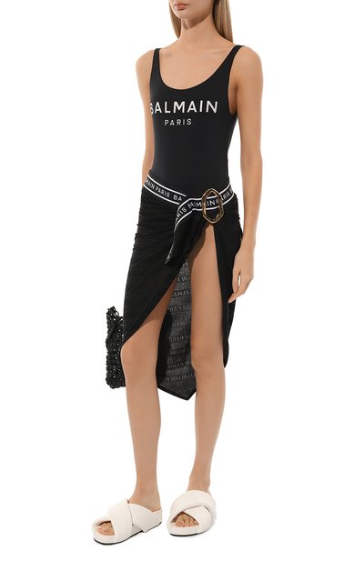 Парео BALMAIN черного цвета по цене 59400 руб., арт. BKG431620, фото 2 Парео BALMAIN, арт. BKG431620, фото 2