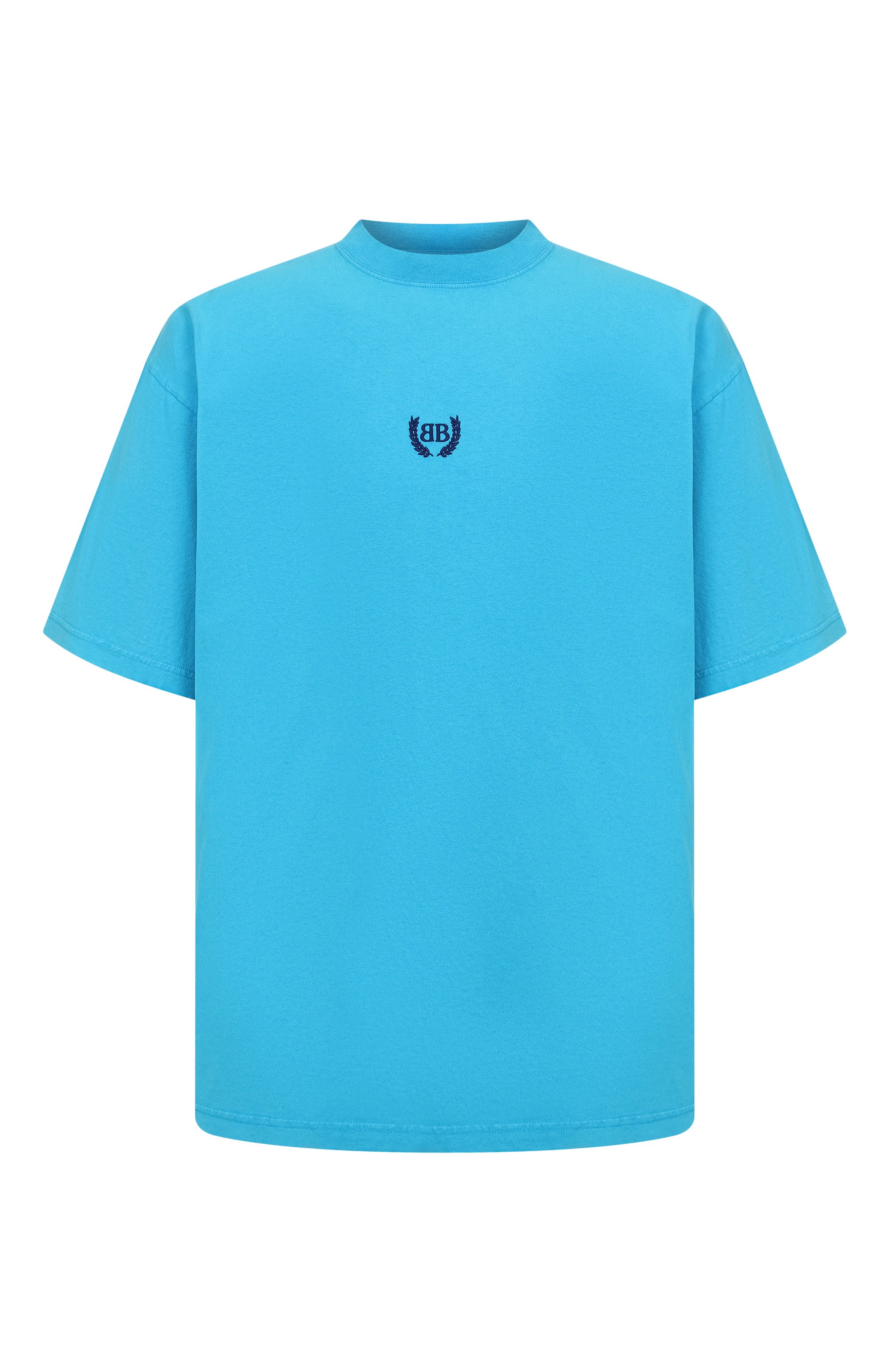 Хлопковая футболка BALENCIAGA бирюзового цвета по цене 99500 руб., арт. 764235/TSVC9, фото 1 Хлопковая футболка BALENCIAGA, арт. 764235/TSVC9, фото 1