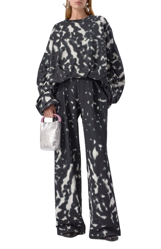 Хлопковый свитшот Dries Van Noten 251-011118-1612 Чёрно-белый  251-011118-1612 Фото 2