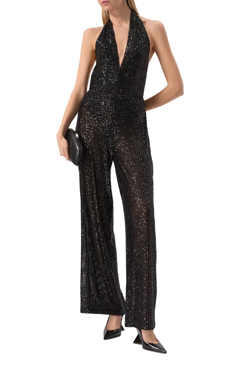 Женское боди с отделкой пайетками IN THE MOOD FOR LOVE черного цвета, арт. RS2501500020 | Фото 2 (Стили: Гламурный; Рукава: Без рукавов; Женское Кросс-КТ: Боди-одежда; Материал внешний: Синтетический материал)