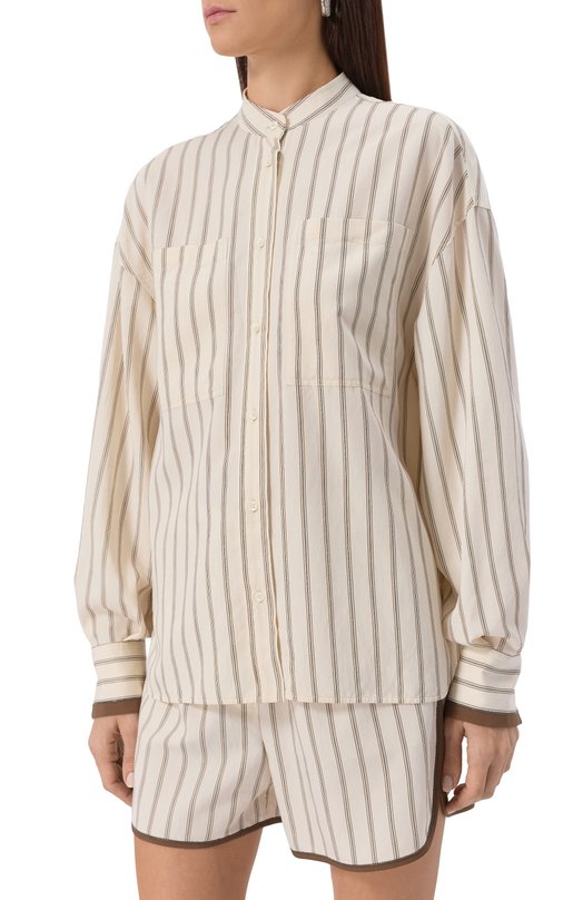 Рубашка из вискозы Brunello Cucinelli MH769RD626 Кремовый  MH769RD626 Фото 3