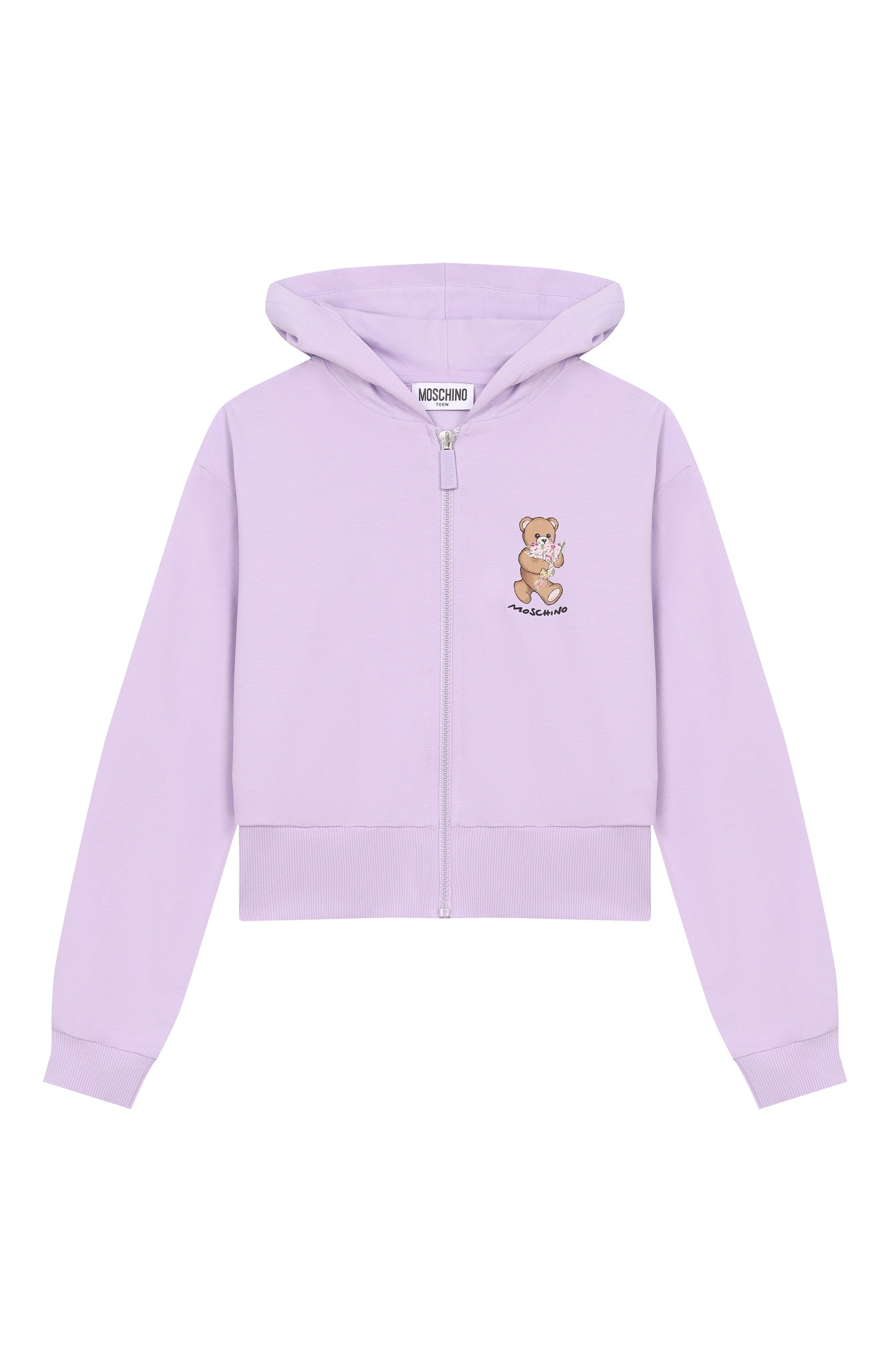 Костюм из толстовки и брюк MOSCHINO сиреневого цвета по цене 29950 руб., арт. HAK033/LDA00_001, фото 2 Костюм из толстовки и брюк MOSCHINO, арт. HAK033/LDA00_001, фото 2