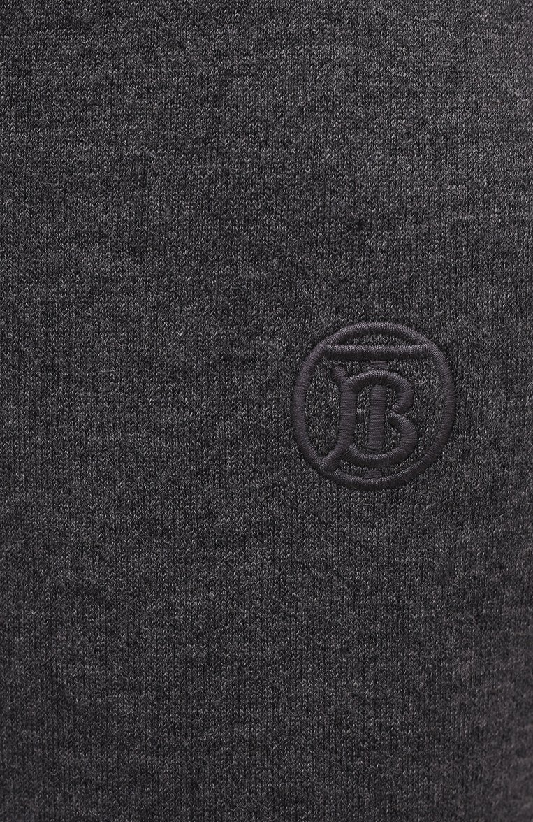 Женские джоггеры BURBERRY темно-серого цвета, арт. 8044740 | Фото 5 (Длина (брюки, джинсы): Стандартные; Материал внешний: Хлопок, Кашемир, Шерсть; Женское Кросс-КТ: Джоггеры - брюки, Брюки-одежда; Силуэт Ж (брюки и джинсы): Джоггеры; Стили: Спорт-шик; Драгоценные камни: Проставлено; Материал сплава: Проставлено)