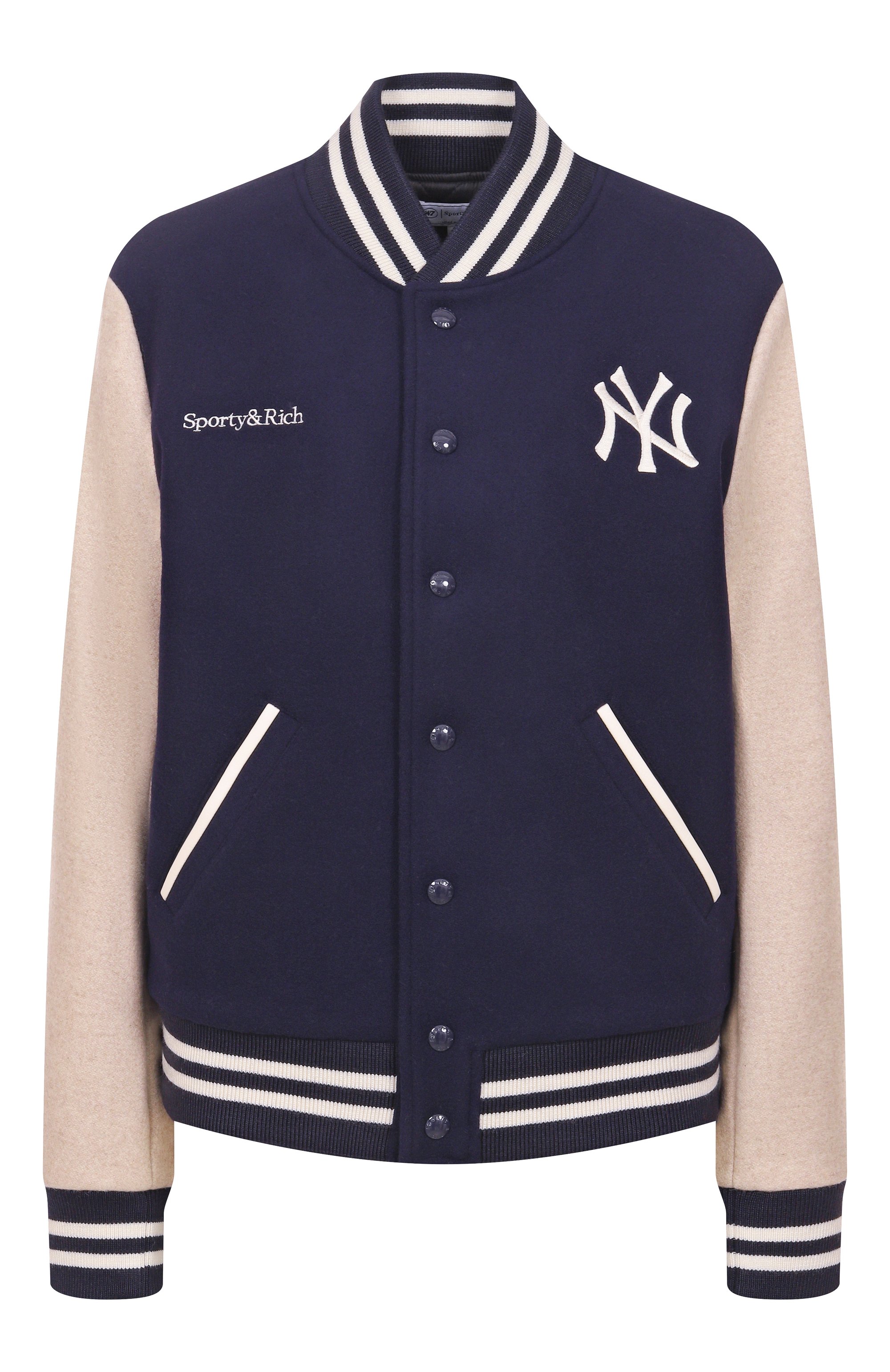 Шерстяной бомбер sporty & rich x '47 & the new york yankees SPORTY AND RICH, арт. 0W007623633BL111, фото 1