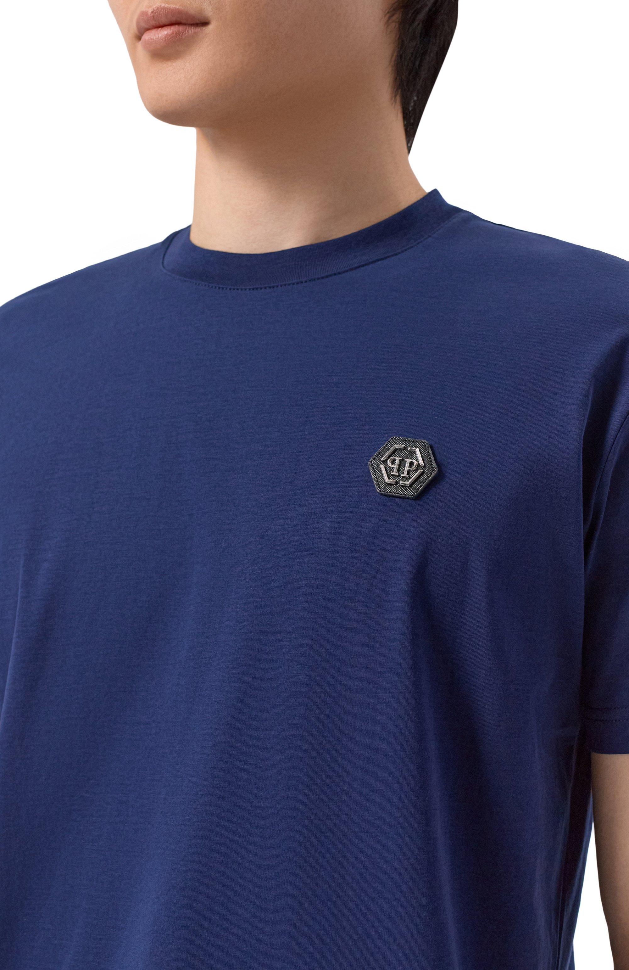 Хлопковая футболка PHILIPP PLEIN синего цвета по цене 43950 руб., арт. SAFC MTK8843 PJY002N, фото 5 Хлопковая футболка PHILIPP PLEIN, арт. SAFC MTK8843 PJY002N, фото 5