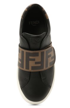 Мужского кожаные кеды FENDI черного цвета, арт. JMR325/A7N4/24-31 | Фото 4 (Мальчики Кросс-КТ: Обувь-низкие; Региональные ограничения белый спис�ок (Axapta Mercury): Не проставлено, RU; Нос: Не проставлено; Кросс-КТ: велькро; Мальчики-школьная форма: Спортивная обувь)