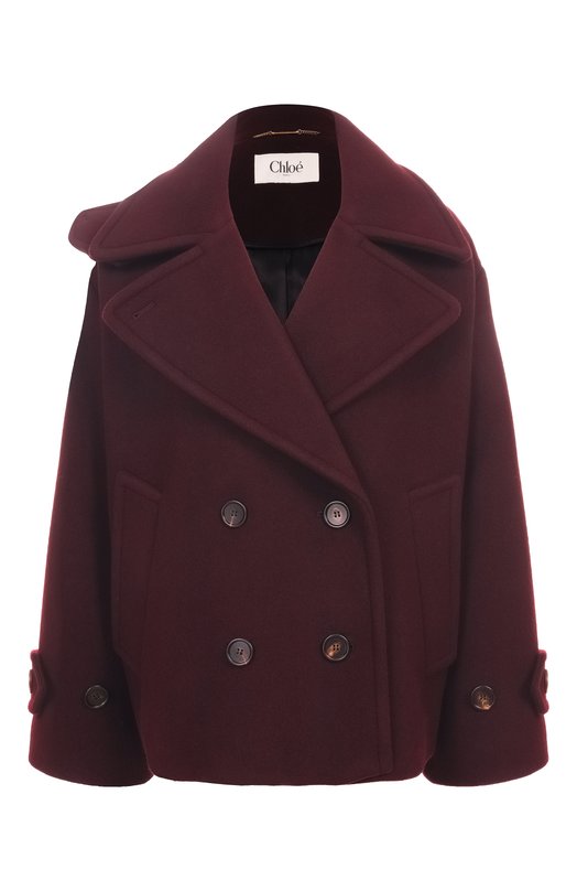 Шерстяное полупальто Chloé CH25WMA96272 Бордовый CH25WMA96272