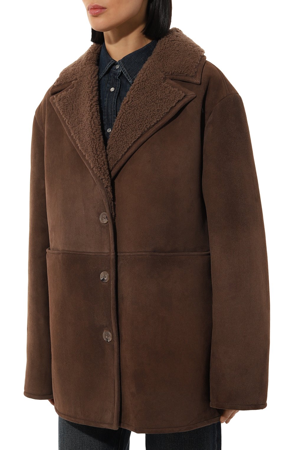 Дубленка из овчины LOULOU DE SAISON коричневого цвета по цене 174000 руб., арт. CIREB0, фото 3 Дубленка из овчины LOULOU DE SAISON, арт. CIREB0, фото 3