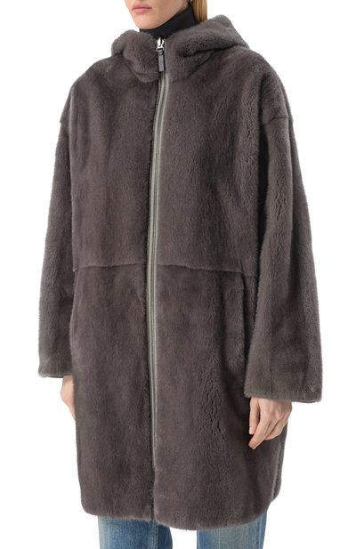 Двусторонняя парка с подкладкой из норки YVES SALOMON серого цвета по цене 1630000 руб., арт. 24WFM06693A22X, фото 4 Двусторонняя парка с подкладкой из норки YVES SALOMON, арт. 24WFM06693A22X, фото 4