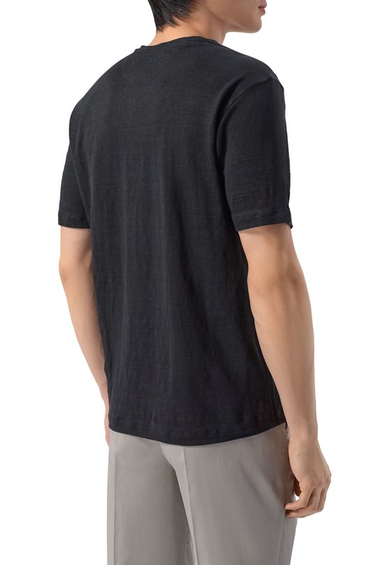 Льняная футболка Stefano Ricci MNH5104070/LN Чёрный  MNH5104070/LN Фото 4