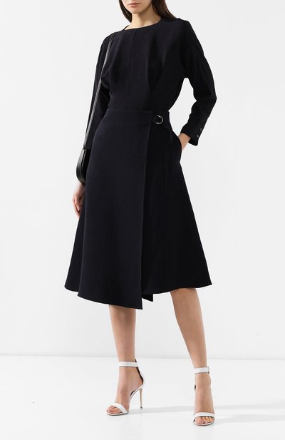 Юбка из смеси вискозы и льна JIL SANDER NAVY темно-синего цвета по цене 56450 руб., арт. JNWM3504A/JM4315, фото 2 Юбка из смеси вискозы и льна JIL SANDER NAVY, арт. JNWM3504A/JM4315, фото 2