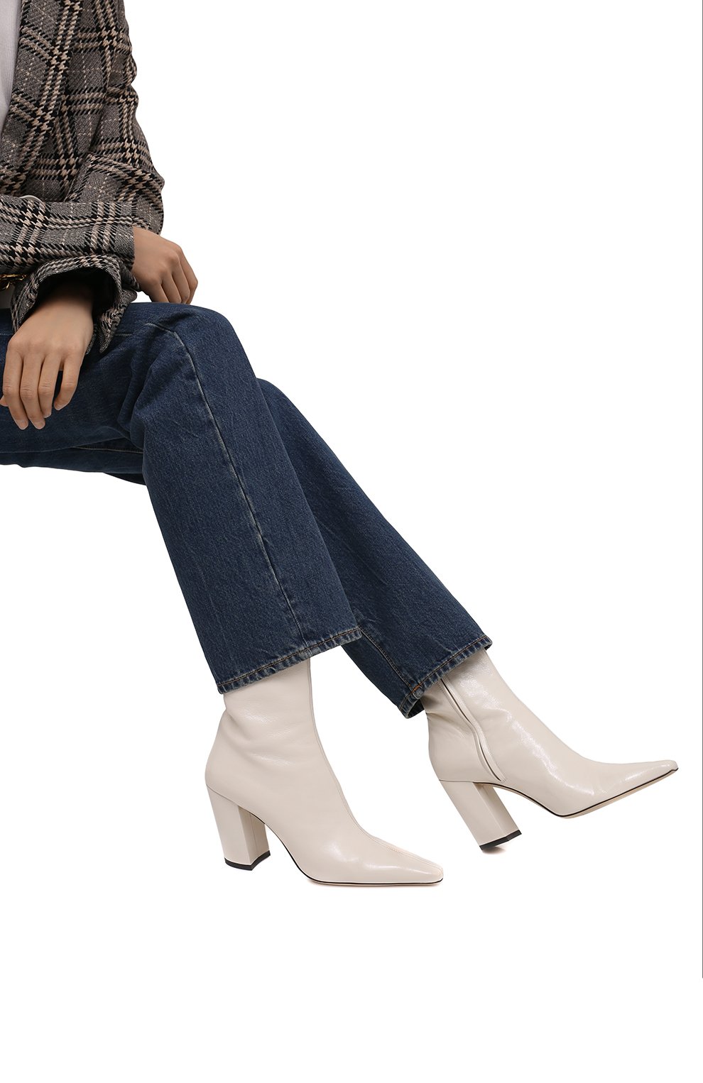 Кожаные ботильоны zadie 85 JIMMY CHOO кремового цвета по цене 117500 руб., арт. ZADIE 85/NAK, фото 3 Кожаные ботильоны zadie 85 JIMMY CHOO, арт. ZADIE 85/NAK, фото 3