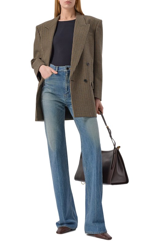 Шерстяной жакет Saint Laurent 798010/Y2H82 Коричневый  798010/Y2H82 Фото 2