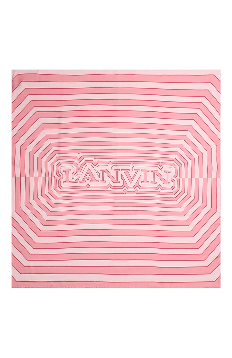 Женский шелковый платок LANVIN розового цвета, арт. 6L9090/SR554/ | Фото 5 (Нос: Не проставлено; Материал: Шелк, Текстиль; Принт: С принтом)
