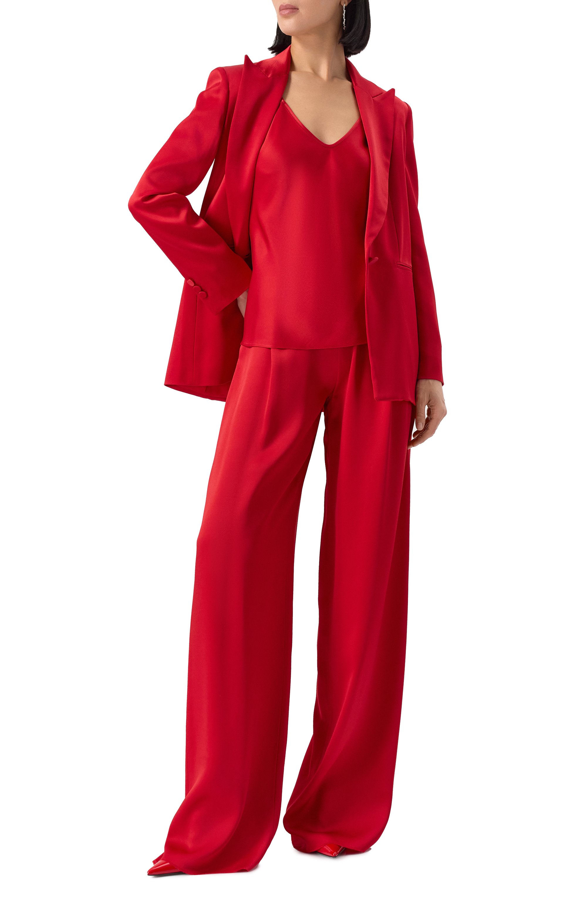 Атласный топ MAX MARA STUDIO красного цвета по цене 35150 руб., арт. AFELI0, фото 2 Атласный топ MAX MARA STUDIO, арт. AFELI0, фото 2