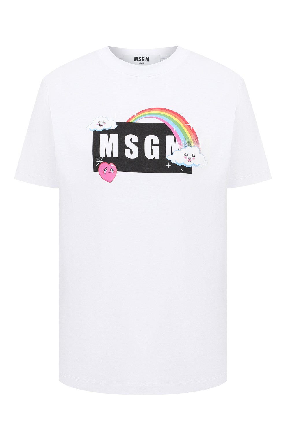 Хлопковая футболка MSGM белого цвета по цене 15600 руб., арт. 3041MDM169 217298, фото 1 Хлопковая футболка MSGM, арт. 3041MDM169 217298, фото 1