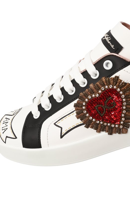 Кожаные кеды Portofino с отделкой Dolce & Gabbana CK1544/AZ138 Белый  CK1544/AZ138 Фото 7