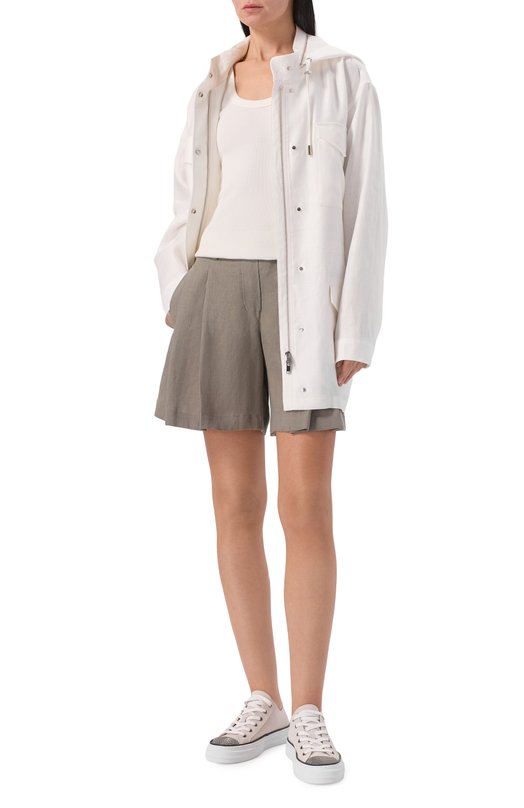 Льняные шорты Brunello Cucinelli MA698DV499 Хаки  MA698DV499 Фото 2