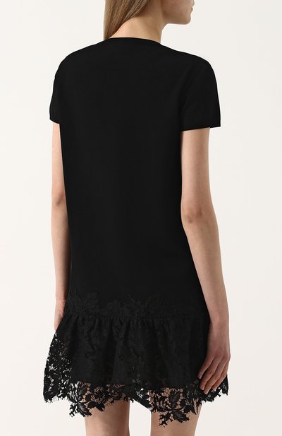 Однотонное мини-платье с кружевной отделкой VALENTINO, арт. QB2KD21S461, фото 4