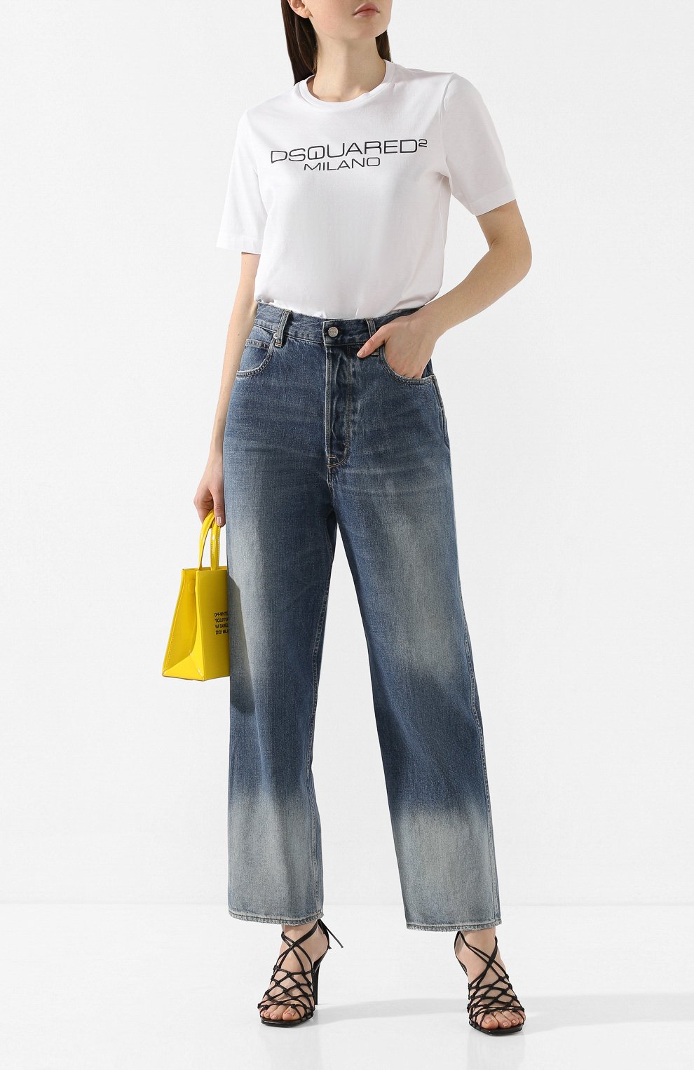 Хлопковая футболка DSQUARED2 белого цвета по цене 19800 руб., арт. S75GD0082/S22844, фото 2 Хлопковая футболка DSQUARED2, арт. S75GD0082/S22844, фото 2