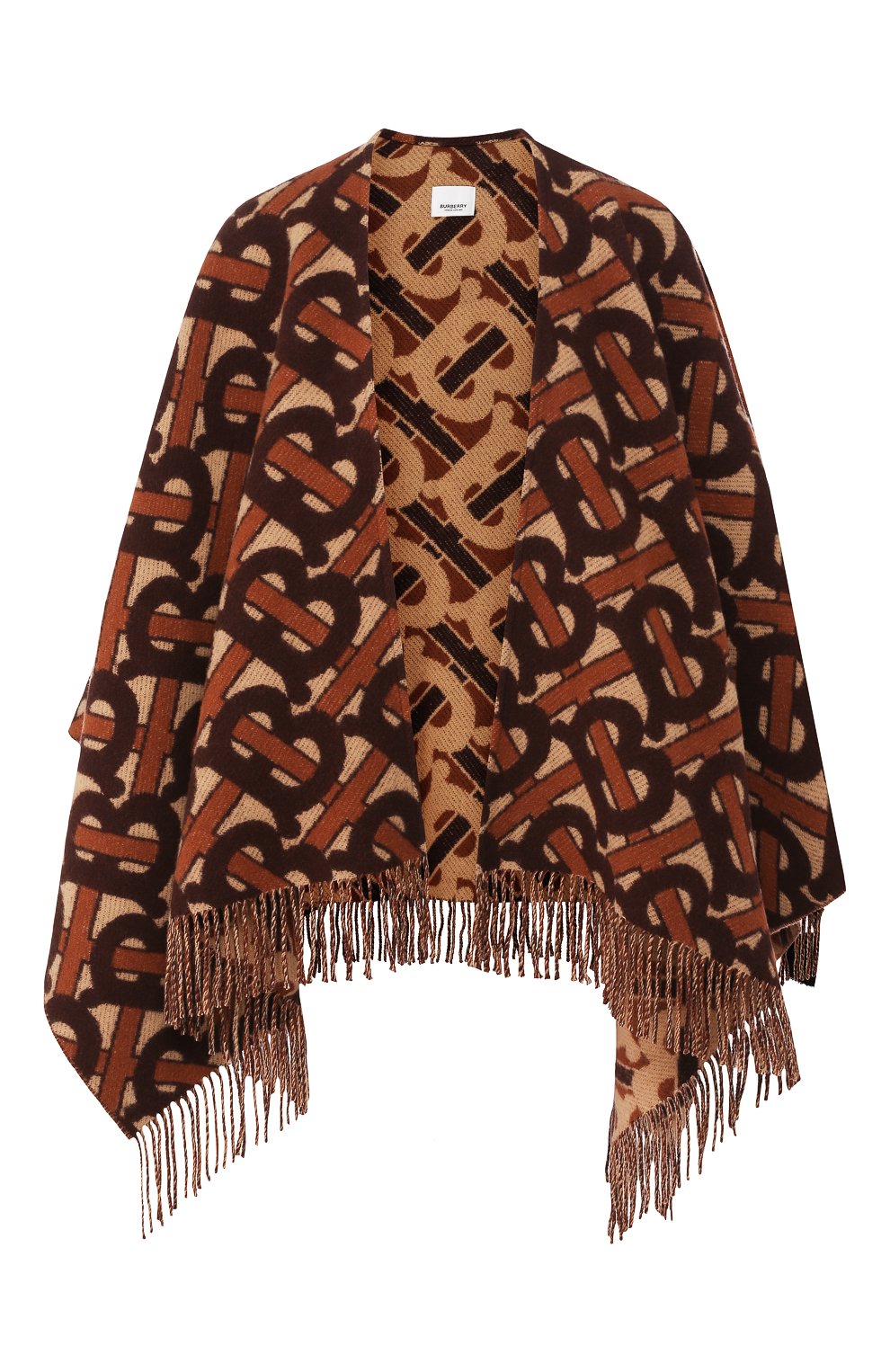 Шерстяное пончо BURBERRY коричневого цвета по цене 167500 руб., арт. 8021873, фото 1 Шерстяное пончо BURBERRY, арт. 8021873, фото 1