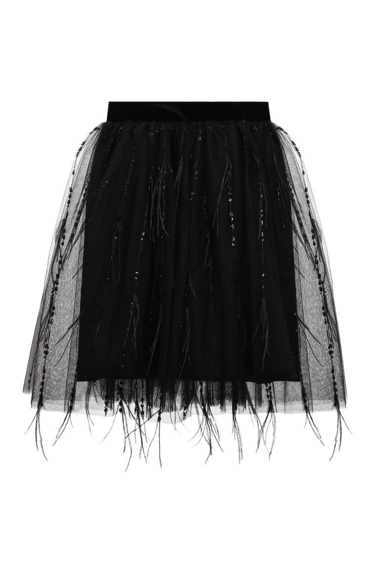 Детская юбка DESIGNERS CAT черного цвета, арт. 100000K01001271/KIKN0S SKIRT/10A-12A | Фото 1 (Нос: Не проставлено; Материал подклад�а: Хлопок; Материал внешний: Синтетический материал; Случай: Вечерний; Ростовка одежда: 12 лет | 152 см, 10 - 11 лет | 140 - 146см)