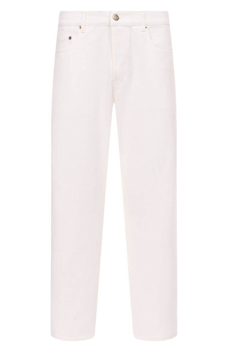 Мужские джинсы GOLDEN GOOSE DELUXE BRAND белого цвета, арт. GMP01186.P000980 | Фото 1 (Материал внешний: Хлопок, Деним; Длина (брюки, джинсы): Стандартные; Кросс-КТ: Деним; Силуэт М (брюки): Прямые, Широкие; Стили: Повседневный; Детали: Без декора; Автоматизация состава: Проставлено; Автоматизация ТО: Проставлено)