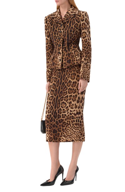 Шерстяная юбка DOLCE & GABBANA леопардового цвета по цене 165000 руб., арт. F4BZBT/FS2A3, фото 2 Шерстяная юбка DOLCE & GABBANA, арт. F4BZBT/FS2A3, фото 2