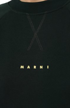 Женский хлопковый свитшот MARNI темно-зеленого цвета, арт. FLJE0128P7/USCU87 | Фото 5 (Рукава: Длинные; Длина (для топов): Стандартные; Материал сплава: Проставлено; Материал внешний: Хлопок; Стили: Спорт-шик; Драгоценные камни: Проставлено; Женское Кросс-КТ: Свитшот-одежда)