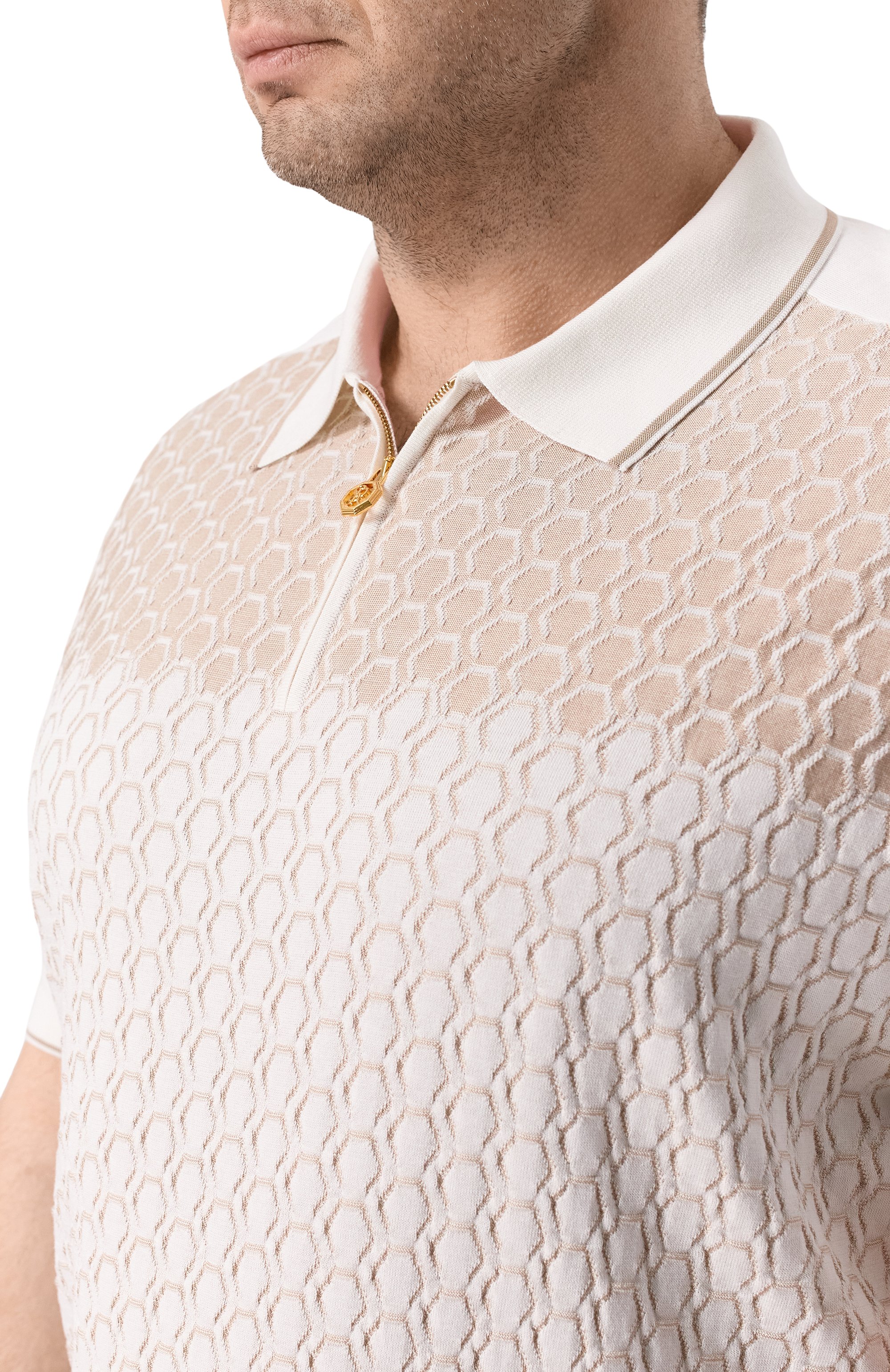 Поло из шелка и хлопка STEFANO RICCI белого цвета по цене 121000 руб., арт. K818109P31/F26175, фото 5 Поло из шелка и хлопка STEFANO RICCI, арт. K818109P31/F26175, фото 5