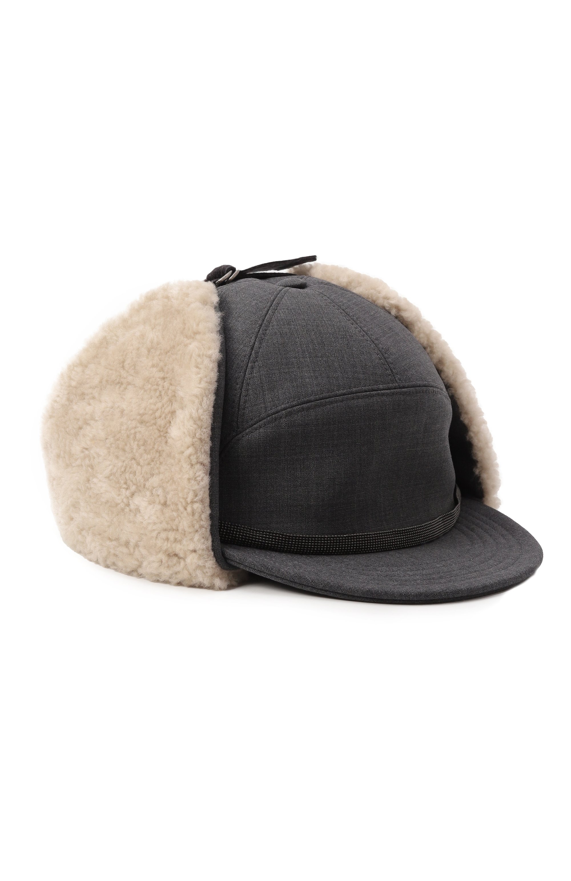 Шерстяная шапка-ушанка BRUNELLO CUCINELLI темно-серого цвета по цене 120500 руб., арт. MCAP90024, фото 1 Шерстяная шапка-ушанка BRUNELLO CUCINELLI, арт. MCAP90024, фото 1