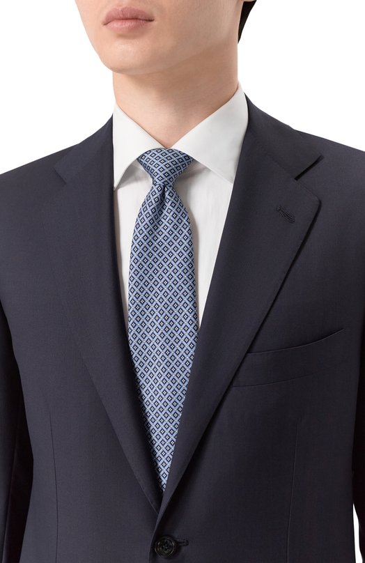 Шелковый комплект из галстука и платка Brioni 08A900/PD450 Голубой  08A900/PD450 Фото 2