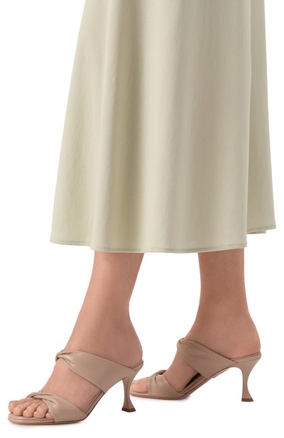 Женские кожаные мюли twist 75 AQUAZZURA, арт. TWIMIDS0-NAP-LTT