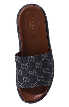 Женские текстильные сабо GUCCI синего цвета, арт. 623212 2KQ00 | Фото 6 (Подошва: Платформа; Материал внешний: Текстиль)