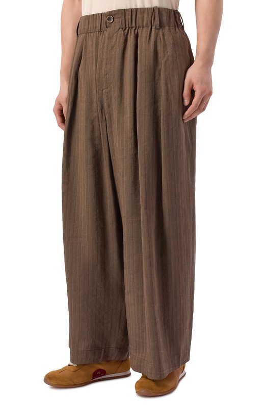 Брюки изо льна и вискозы Uma Wang UM3512 Коричневый  UM3512 Фото 3