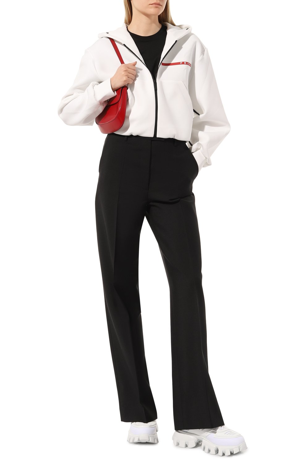 Толстовка prada linea rossa PRADA белого цвета по цене 160000 руб., арт. 138558-LJ4-F0009-202, фото 2 Толстовка prada linea rossa PRADA, арт. 138558-LJ4-F0009-202, фото 2