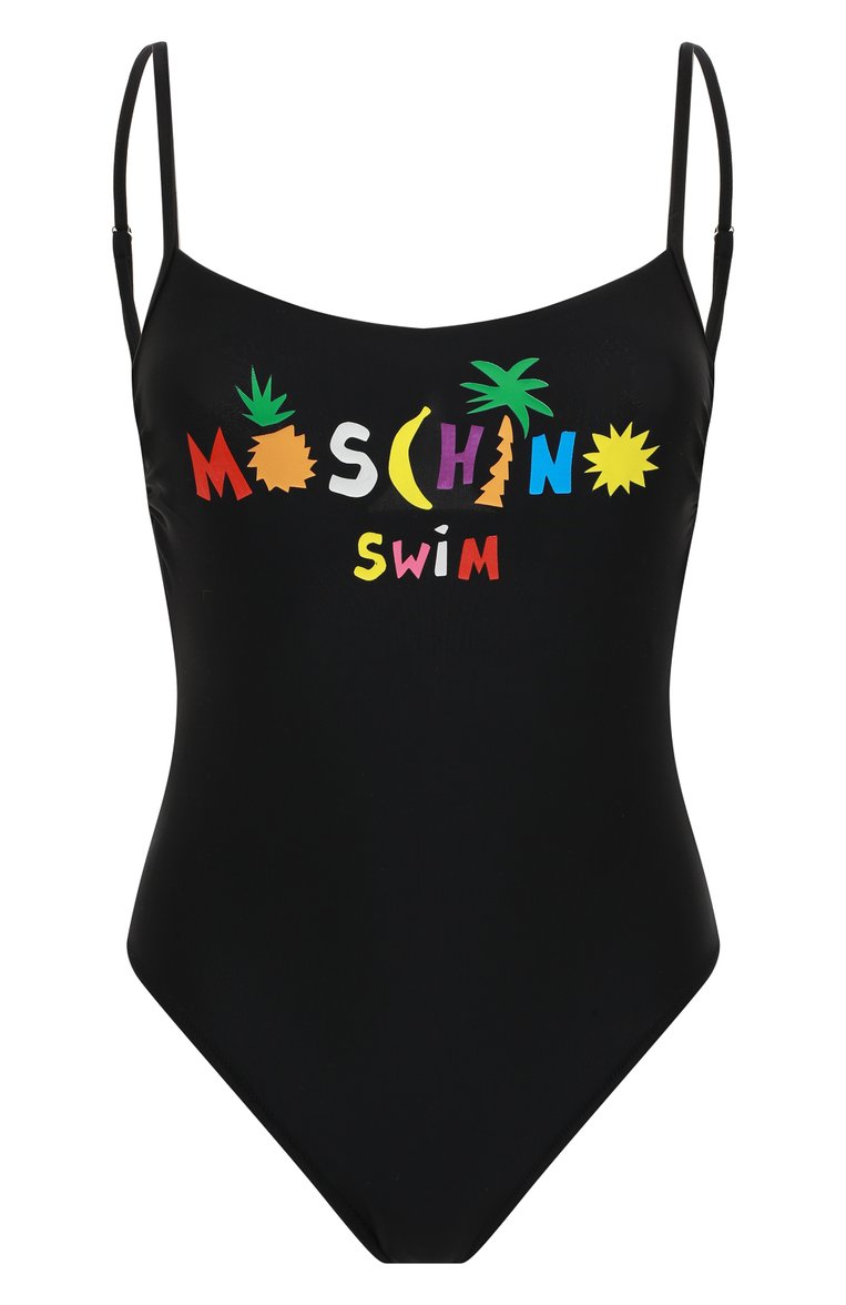 Женский слитный купальник MOSCHINO черного цвета, арт. A8122/5211 | Фото 1 (Длина Ж (юбки, платья, шорты): Мини; Материал внешний: Синтетический материал; Женское Кросс-КТ: Слитные купальники; Нос: Не проставлено; Региональные ограничения белый список (Axapta Mercury): Не проставлено)