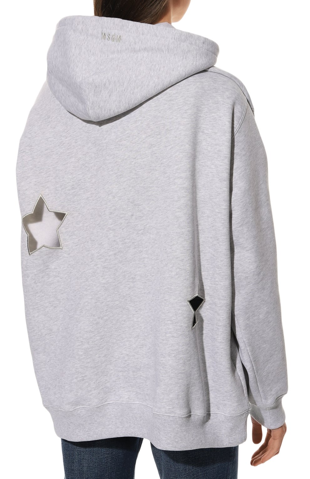 Хлопковое худи MSGM светло-серого цвета по цене 47150 руб., арт. 3342MDM261 227997, фото 4 Хлопковое худи MSGM, арт. 3342MDM261 227997, фото 4